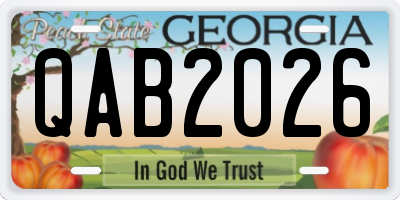 GA license plate QAB2026