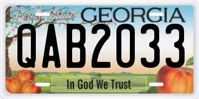 GA license plate QAB2033