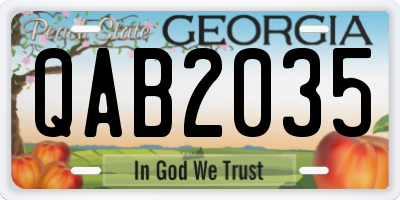 GA license plate QAB2035