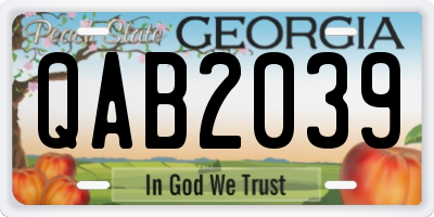 GA license plate QAB2039