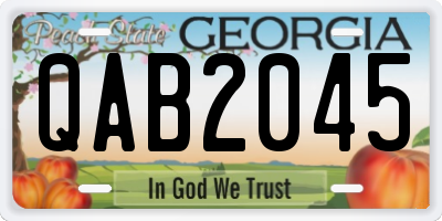 GA license plate QAB2045
