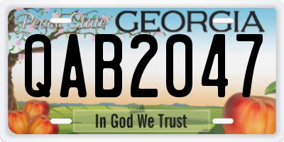 GA license plate QAB2047