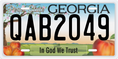 GA license plate QAB2049