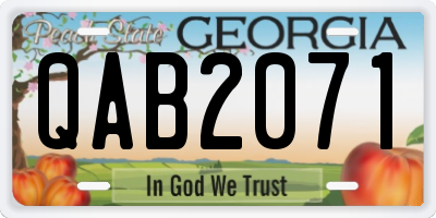 GA license plate QAB2071