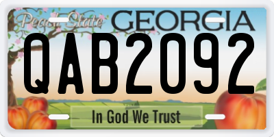 GA license plate QAB2092