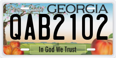 GA license plate QAB2102