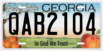 GA license plate QAB2104