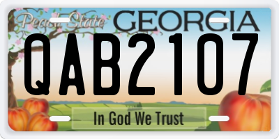 GA license plate QAB2107