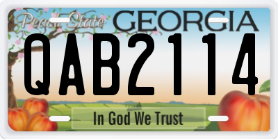 GA license plate QAB2114