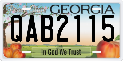 GA license plate QAB2115
