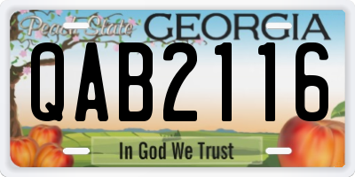 GA license plate QAB2116