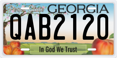 GA license plate QAB2120
