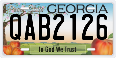 GA license plate QAB2126