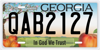 GA license plate QAB2127