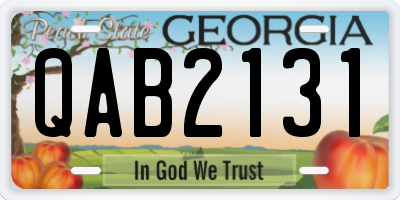 GA license plate QAB2131