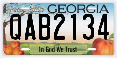 GA license plate QAB2134
