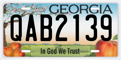 GA license plate QAB2139