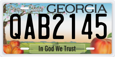 GA license plate QAB2145