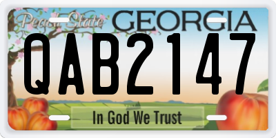 GA license plate QAB2147