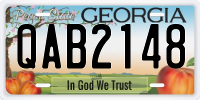 GA license plate QAB2148