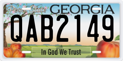 GA license plate QAB2149