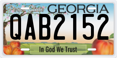 GA license plate QAB2152