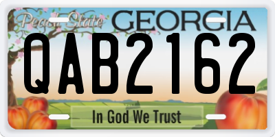 GA license plate QAB2162