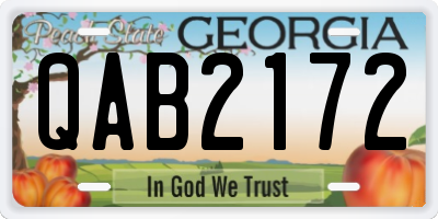 GA license plate QAB2172