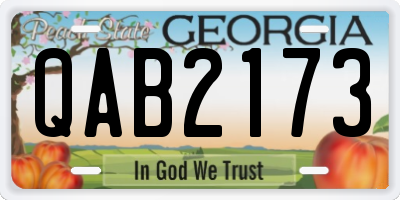 GA license plate QAB2173