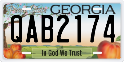 GA license plate QAB2174
