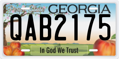 GA license plate QAB2175