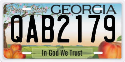 GA license plate QAB2179