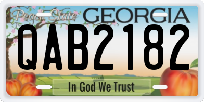 GA license plate QAB2182