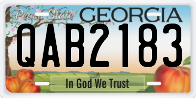 GA license plate QAB2183