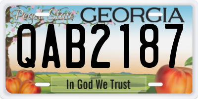 GA license plate QAB2187