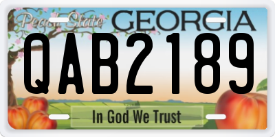 GA license plate QAB2189