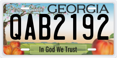 GA license plate QAB2192