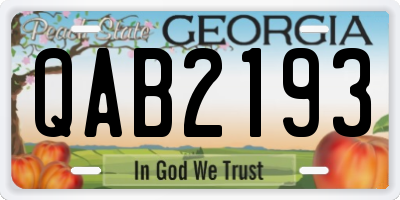 GA license plate QAB2193
