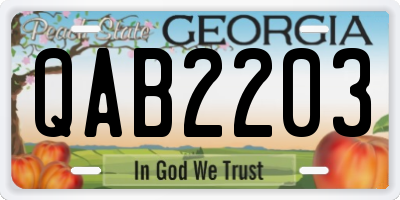 GA license plate QAB2203
