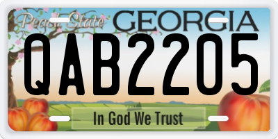 GA license plate QAB2205