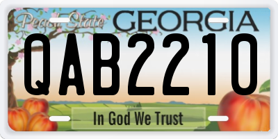 GA license plate QAB2210