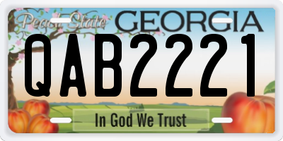 GA license plate QAB2221