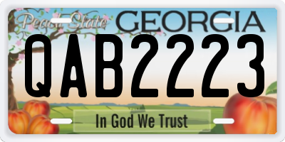 GA license plate QAB2223
