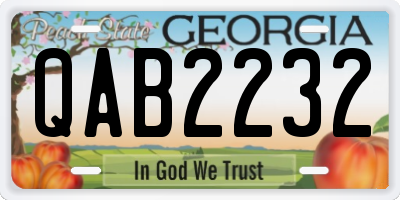 GA license plate QAB2232
