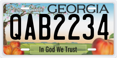 GA license plate QAB2234