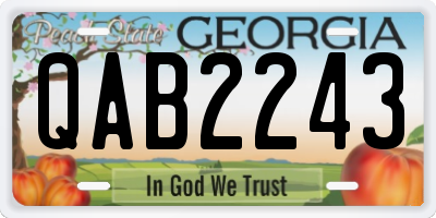 GA license plate QAB2243
