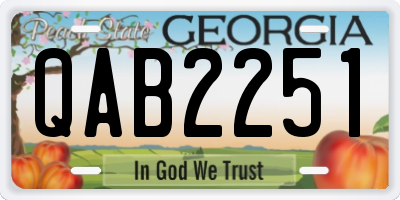 GA license plate QAB2251