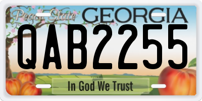 GA license plate QAB2255