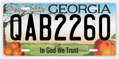 GA license plate QAB2260