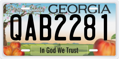 GA license plate QAB2281